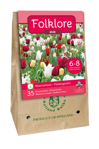 Bloembol verpakking met een mix van verschillende bloemen en kleuren.