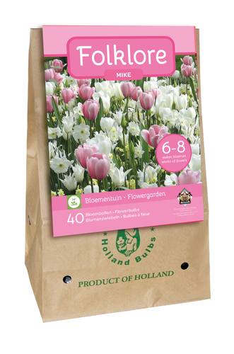 Bloembol verpakking met een mix van verschillende bloemen en kleuren.