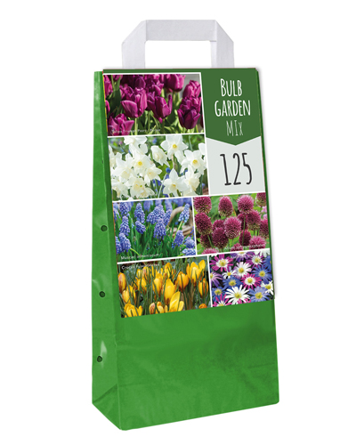 Bloembol verpakking met een mix van verschillende bloemen en kleuren.